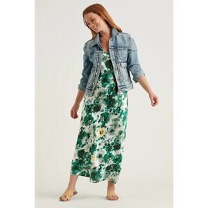 NWT Lucky Brand Natalie Green Floral Slip Maxi Dress - M
